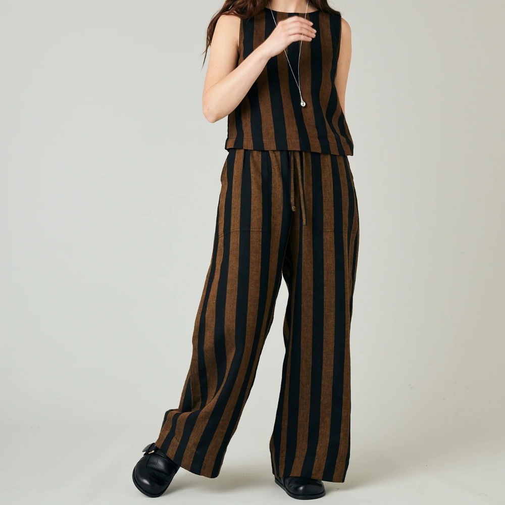 Beyond Nine Striped Lexi Linen Trousers